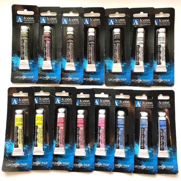 GRUMBACHER ACADEMY Watercolor Set of 15 .25 oz/ 7.5 ml Tubes NEW! - Picture 1 of 15